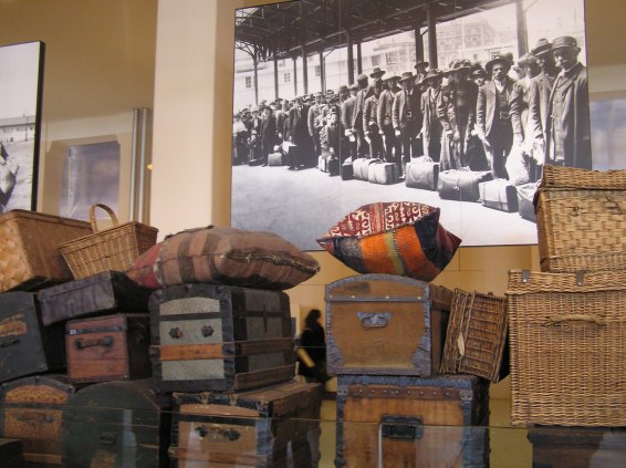 Old luggage stored at the Ellis Island Museum