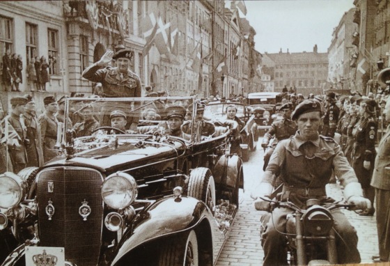 A British press photo from Montgomery's cortege in May 1945 in Copenhagen