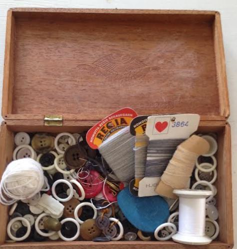 The cigar box used for buttons for about a hundred years