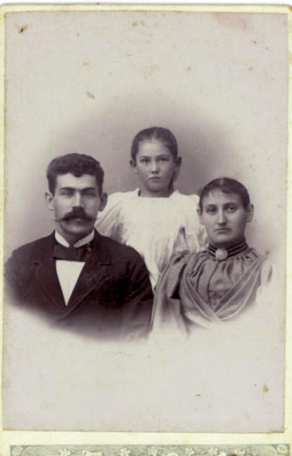 Asta eight years old and her parents William and Laura in 1898
