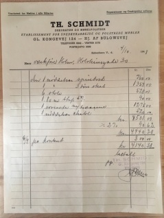 The original receipt for the furniture 1948